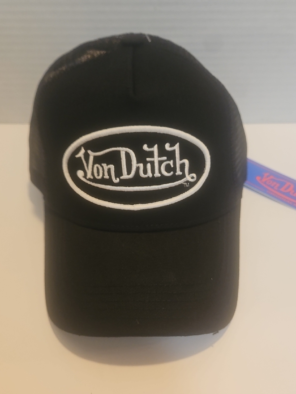 Von Dutch Black and White Embroidered Logo Cap